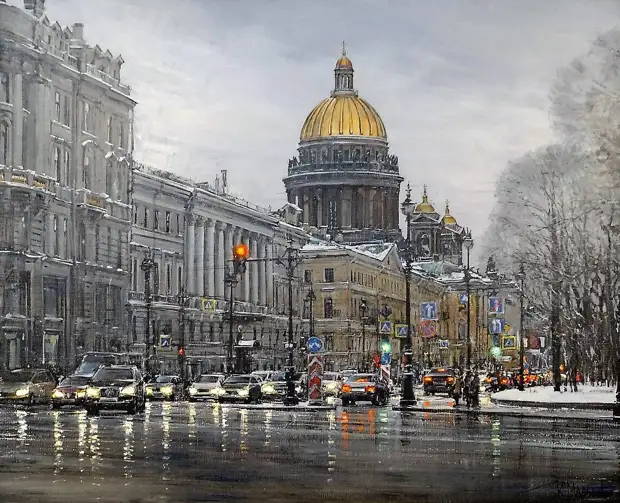 Мальков К. Ю., «Адмиралтейский проспект», 2022 , холст, масло, 90 х 110 см