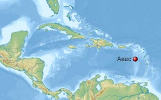 Авес - крошечный островок в Карибском море