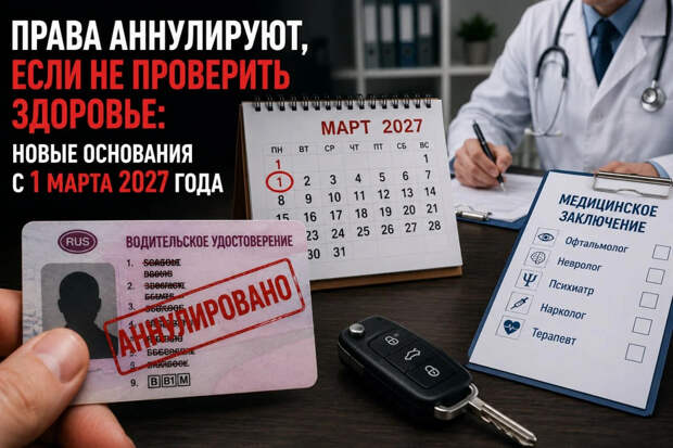 Права аннулируют, если не проверить здоровье: новые основания с 1 марта 2027 года