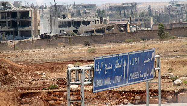 Территория военных училищ в Алеппо, которая была освобождена сирийской армией от боевиков. Архивное фото