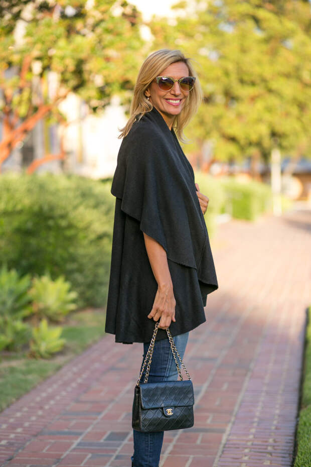 womens black cape vest