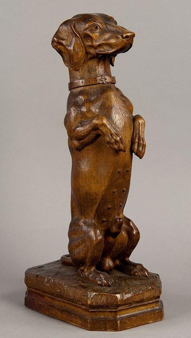 sit up and beg. a loevely carved wood dachshund. swiss 1900.