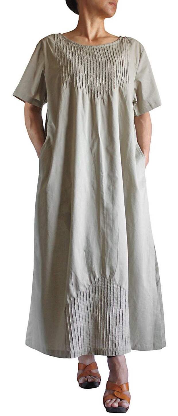 Fascinating mirror-image pintucks, top and bottom, on this simple dress from sawan ; DCG-017-03: 
