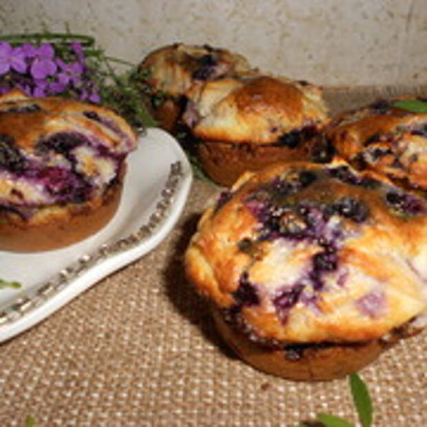Мини-шарлотка с яблоками и черникой