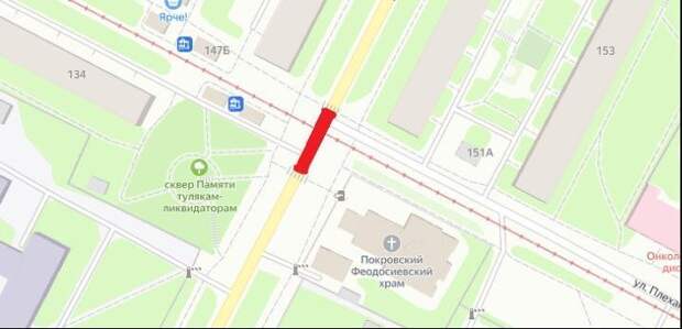 В ночь с 13 на 14 июня на перекрестке улиц Калинина и Плеханова в Туле ограничат движение авто