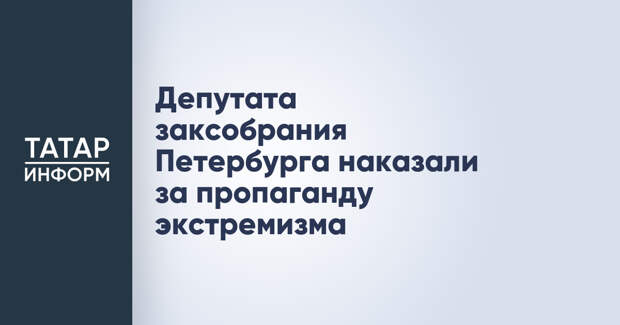 Депутата заксобрания Петербурга наказали за пропаганду экстремизма