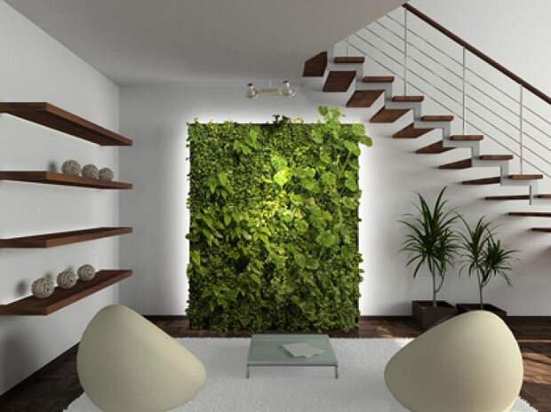 Прекрасный вариант обустроить интерьер комнаты при помощи такого необычного решения как создание мини-сада.