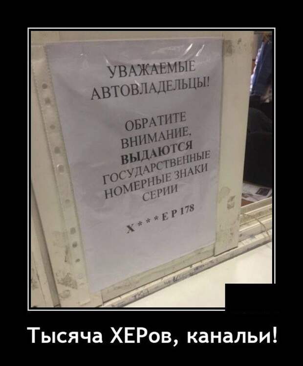 Демотиватор про номерные знаки