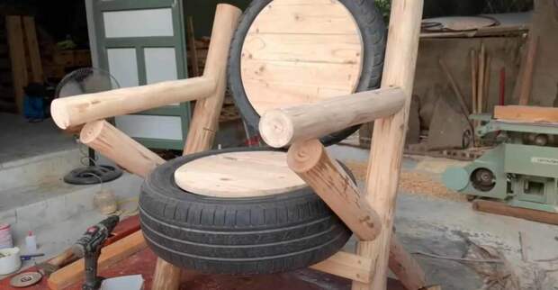 Как сделать кресло из шин в деревенском стиле