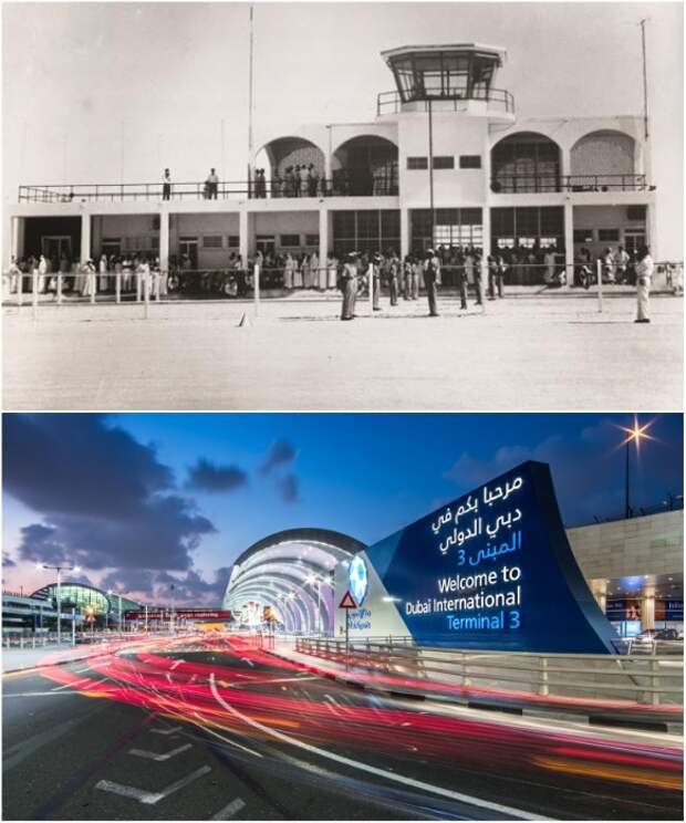 Изменения внешнего вида Международного аэропорта в Дубаи за последние 50 лет. | Фото: foto-history.livejournal.com/ pilotgid.ru.