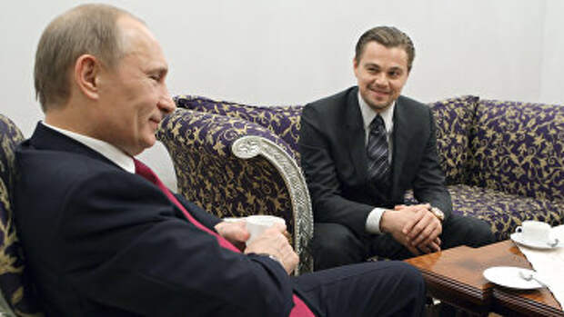 Владимир Путин и американский киноактер Леонардо Ди Каприо. Архивное фото