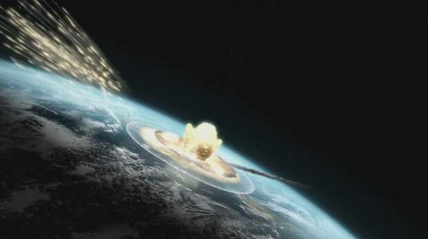 удар астероида (коллаж)