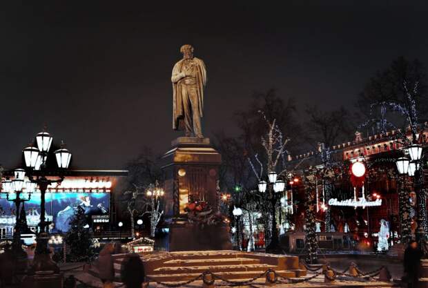 Ночная Москва: памятник Пушкину. Фотограф: Юрий Макаров