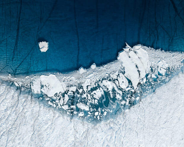 Greenland's melting ice from above.
