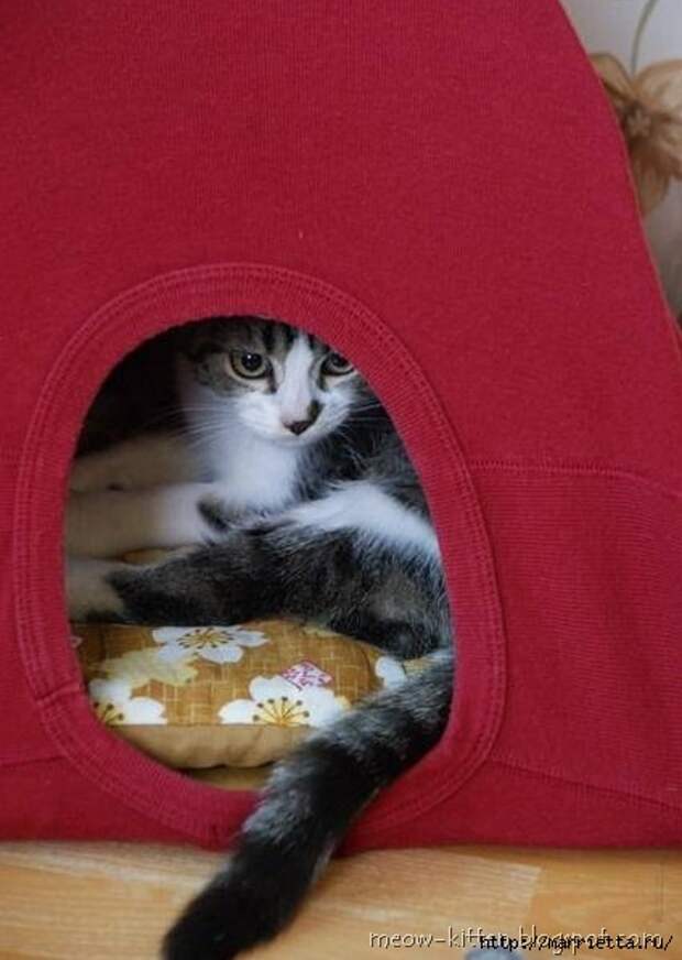 Домик для кошек из футболки