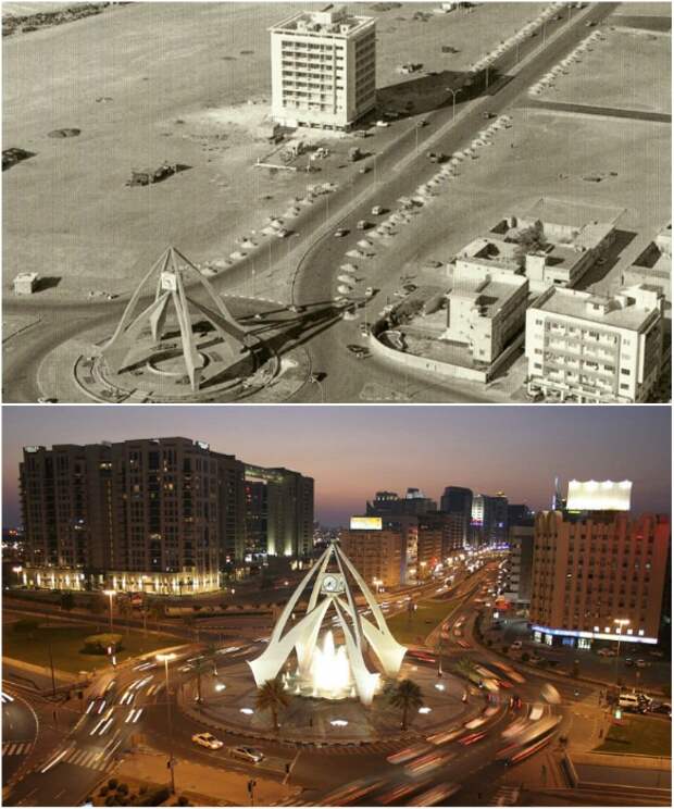 Часовая башня 1964 г. и 2015 г. (Дубаи). | Фото: flytothesky.ru .