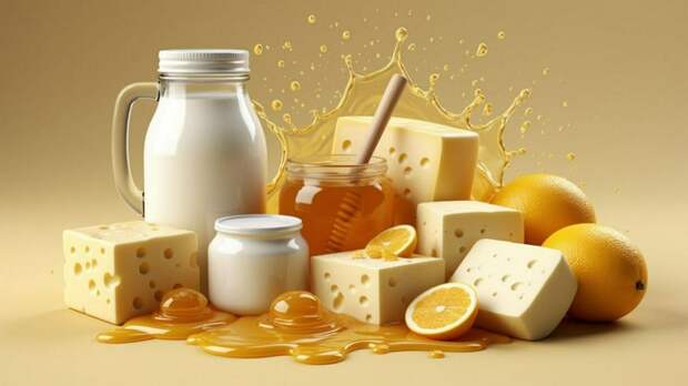 Молоко, сыр, мед / Изображение сгенерировано Алиса AI / amic.ru