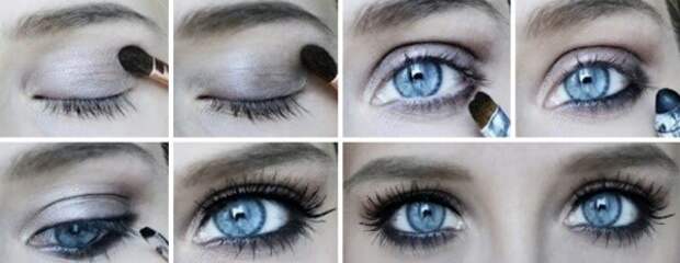 Пошаговый макияж синих глаз