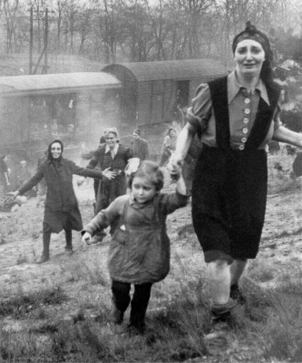 Освобождение еврейских узников из «поезда смерти», 1945 год Освобождение еврейских узников из «поезда смерти», 1945 год