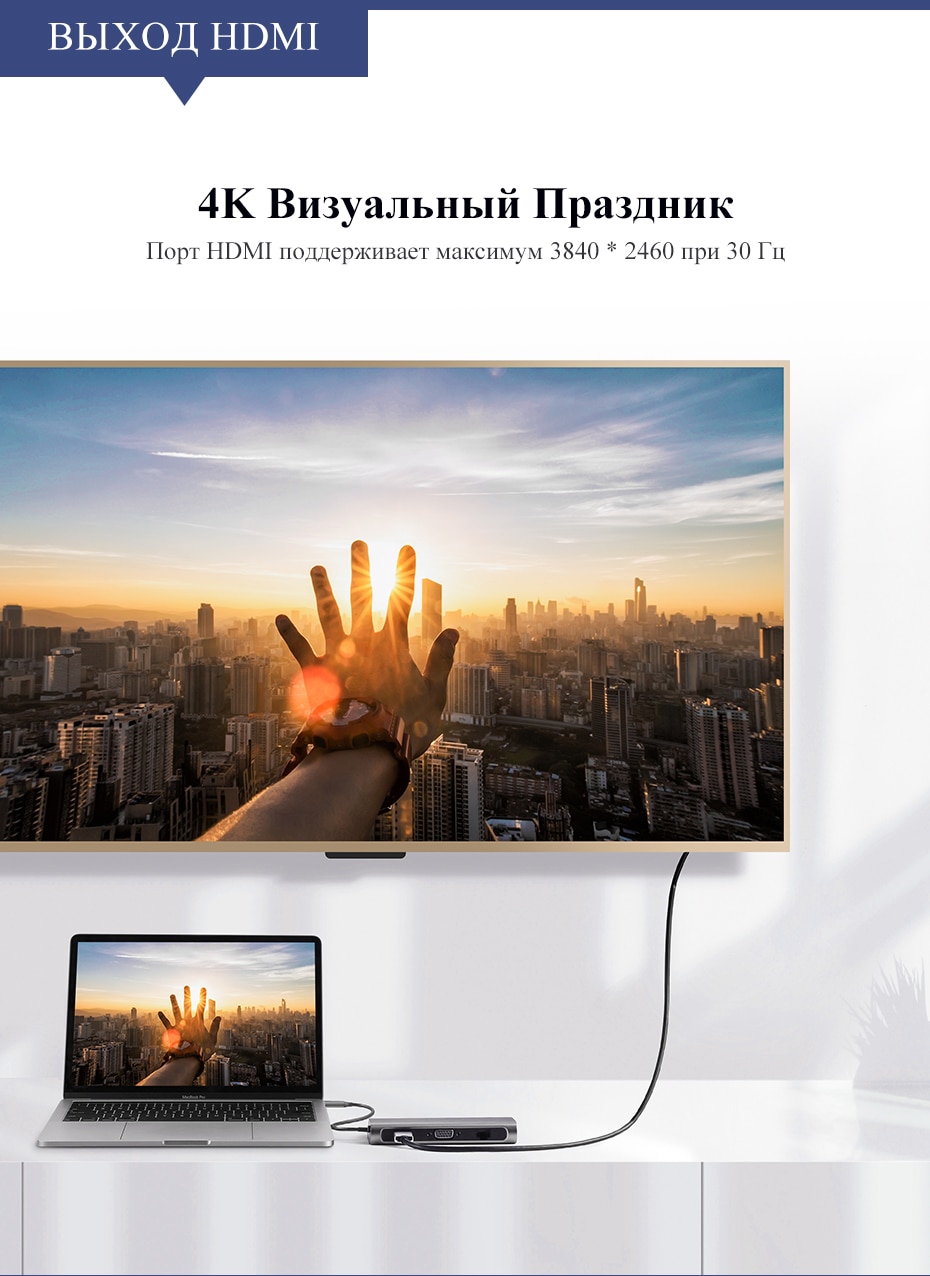 Распродажа 11.11 Многофункциональный адаптер Ugreen с Type-C (поддерживает режим DEX от Samsung)