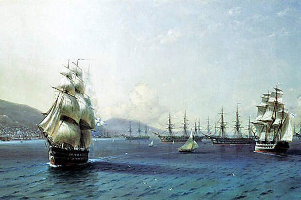 Картина Ивана Айвазовского «Черноморский флот в Феодосии»