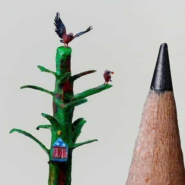 Сойка красота, миниатюра, необычное, птицы, скульптура
