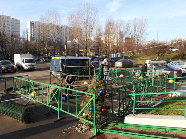 Возле торгового центра на Костромской началась установка елки Фото: Юлия Мартынова
