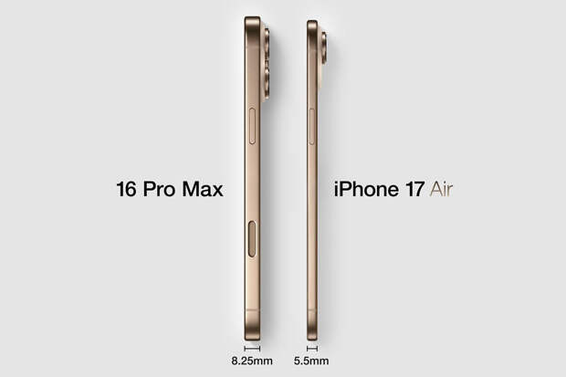 MacRumors показал на фото тонкий iPhone 17 Air в сравнении с iPhone 16 Pro Max