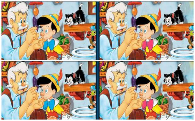 Тест на внимательность: найдите за одну минуту 2 отличия на картинке с Пиноккио