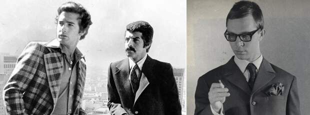 Слева - мода 1970-х, справа - мода 1960-х. Именно такой образ носит и Новосельцев.