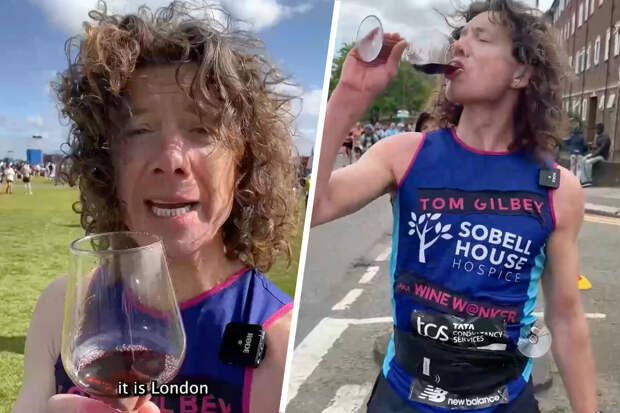 Бегун пил вино во время Лондонского марафона, собирая пожертвования для хосписа