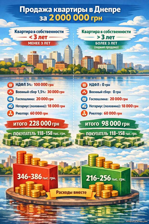 Продажа квартиры в Украине: налоги и расходы продавца и покупателя (2026)