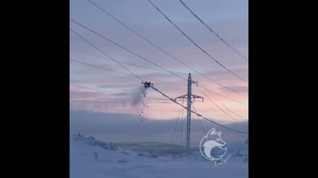 Использование дронов для очистки проводов ЛЭП в Мурманской области.