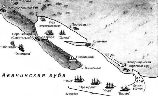План атаки Петропавловска, 1854 год - Крымская война: Петропавловский вопрос | Военно-исторический портал Warspot.ru
