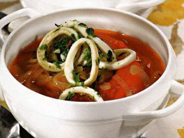 фото к рецепту супа с кальмаром