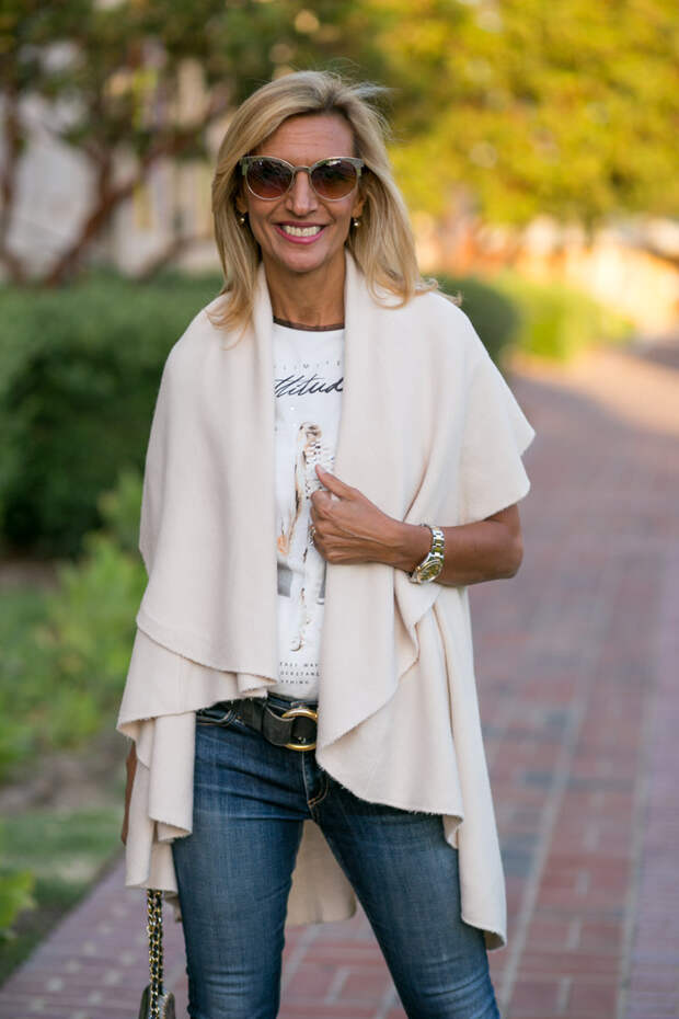 womens cream cape vest