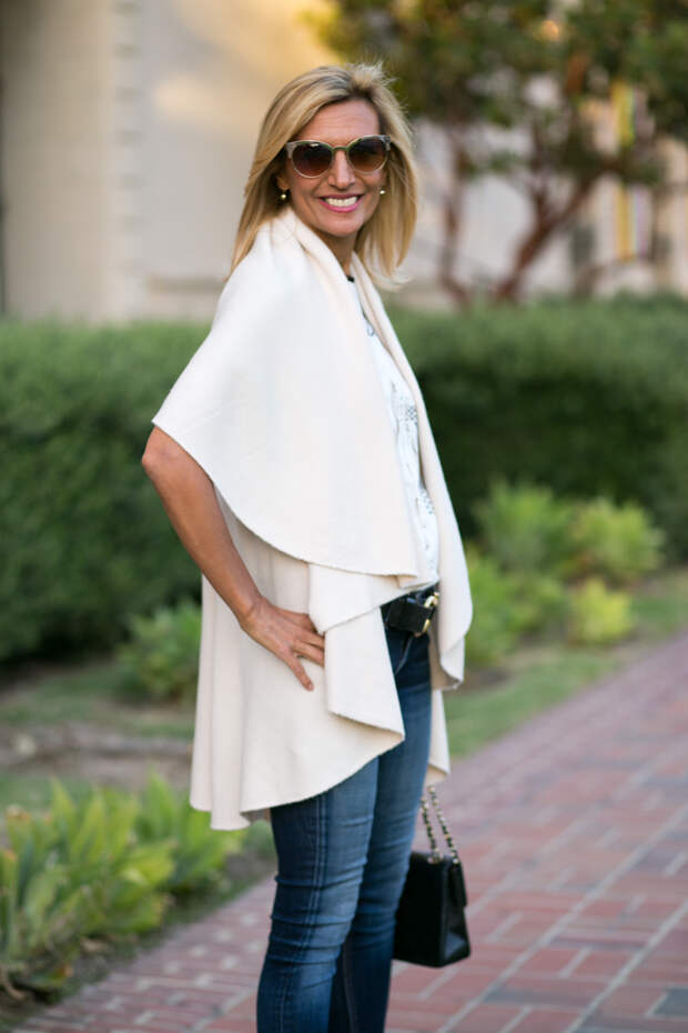 womens cream cape vest