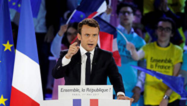 Кандидат в президенты Франции, лидер движения En Marche Эммануэль Макрон в Париже. 1 мая 2017 года