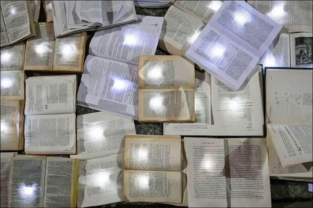 Река из 10 000 светящихся книг в Торонто