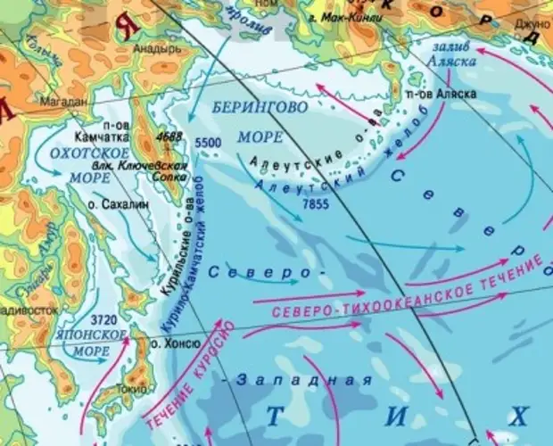 Карта побережье тихого океана россии карта