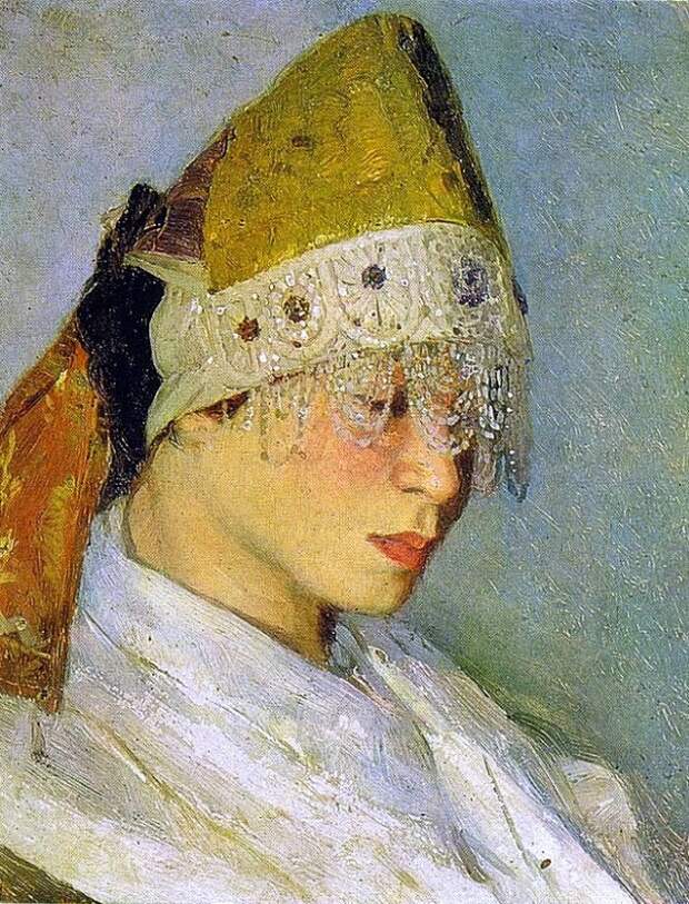 М.Нестеров Девушка в кокошнике. Портрет М.Нестеровой 1885 М.Нестеров Девушка в кокошнике. Портрет М.Нестеровой 1885