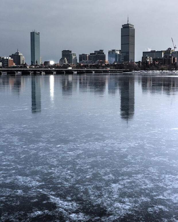 21. Бостон на льду канада, мороз, погода, сша, фото, холод, явление