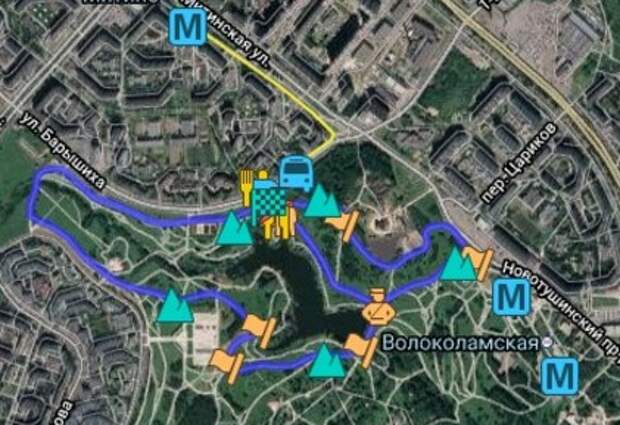 Карта ландшафтного парка в митино