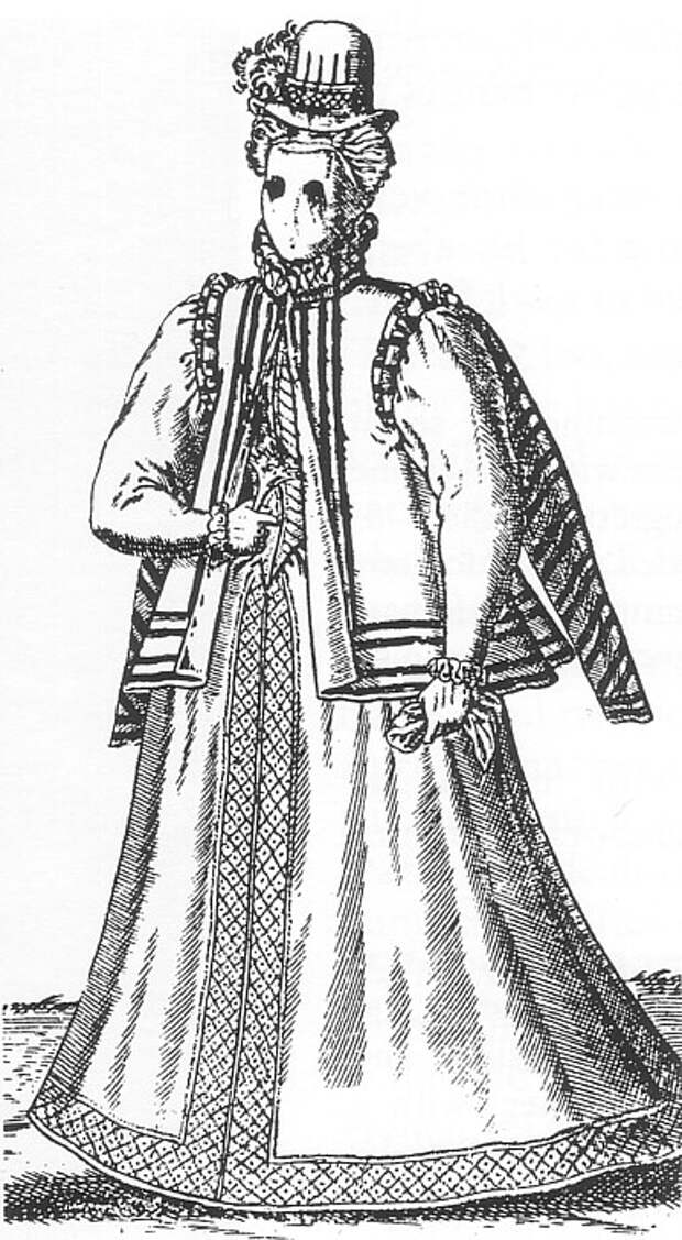 Английская дама в маске от солнца, 1581 год. | Фото: commons.wikimedia.org.