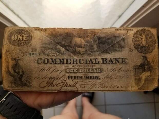 Долларовая купюра образца 1865 года. история, ретро, фото