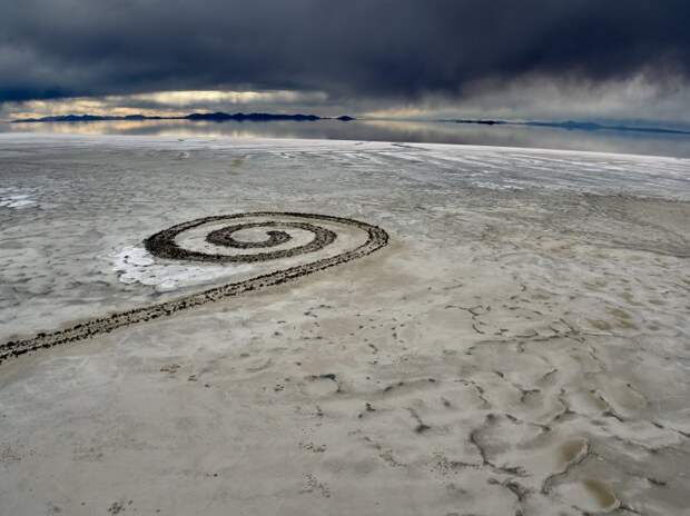 Spiral Jetty in the Great Salt Lake, Utah