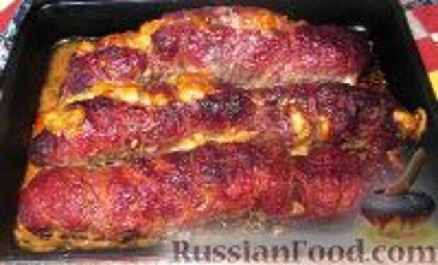 Фото к рецепту: Мясной рулет "Рог изобилия"