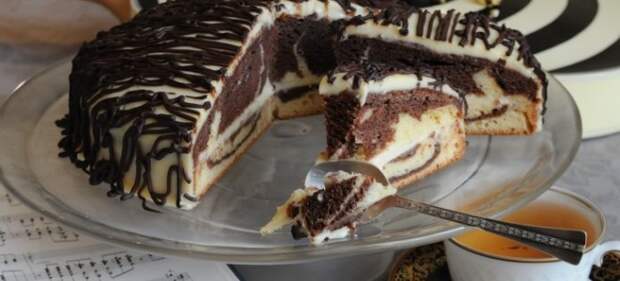 Пирог «Зебра» на кефире —  рецепт вкусного, красивого и пышного десерта
