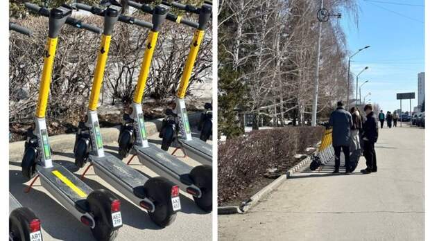 Первые весенние парковки электросамокатов появились в Барнауле