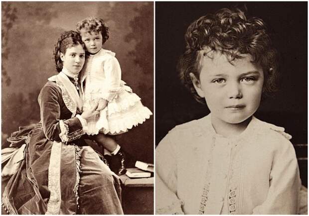 Слева направо: Великий князь Николай Александрович c матерью, 1870 год. \ Великий князь Николай Александрович в 3 года.